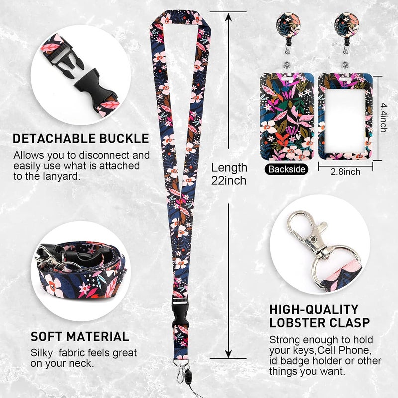 Hinsly ID Badge Holder with Lanyard, Retractable Badge Holders Reels with Lanyards Adjustable, for Women Kids Teacher Nurses Doctor Student - Image 5
